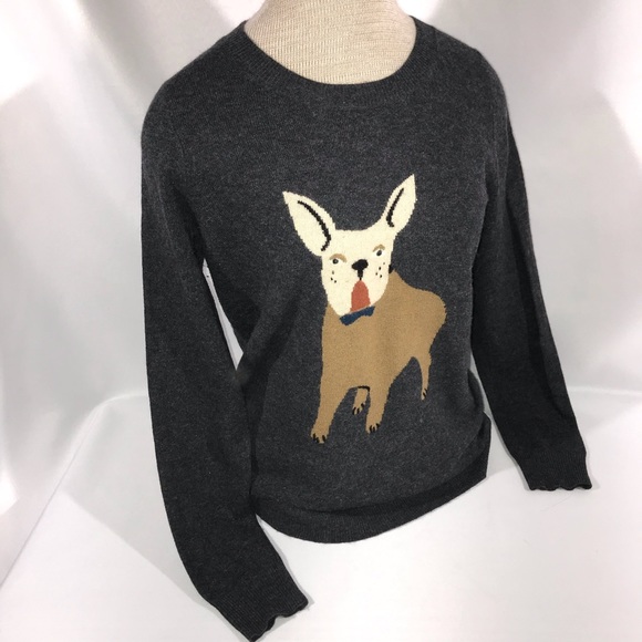 J.Crew French Bulldog Sweater Like New Grey XSmall - Picture 3 of 11